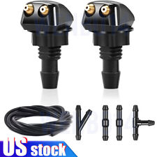 2pc Front Windshield Washer Nozzles Wiper Water Spray Jet 6.5ft Hose Connector