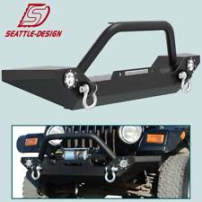 Front Bumper For 87-06 Jeep Wrangler Tj Yj W Winch Plate Built-in Led Lights