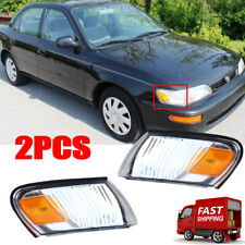 Pair Fit 1993-1997 Toyota Corolla Housing Clear Lens Corner Lamps Lights 2pcs