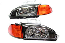 For 92-95 Honda Civic Black Glass Headlights Wcity Light 23 Dr Amber Corners