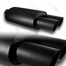 Universal 3 Dual Slant Tip Dtm 3 Inlet Black T-304 Stainless Exhaust Muffler