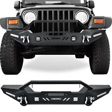 Oedro Front Bumper For 1987-2006 Jeep Wrangler Yj Tj W Winch Plate Led Lights