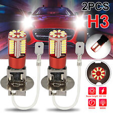 2pcs H3 Led Fog Light Bulbs Conversion Kit Super Bright Drl Canbus 6000k White