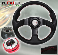 For 92-95 Honda Civic Black Steering Wheel Red Short Quick Release Adapter Hub