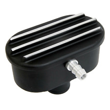 Finned Oval Black Blanched Top Aluminum Valve Cover Breather With Pvc Built In