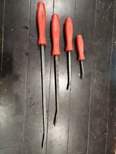 Snap-on Tools Pry Bar Set Red Hard Handles Spb704a 24 18 12 8