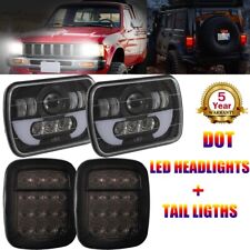 For 87-95 Jeep Wrangler Yj 7x6 Led Headlight Hi-lo Beam Smoke Tail Lights Kit
