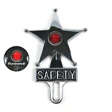 Light Up Red Jewel Vintage Style Safety Star License Plate Topper Hot Rat Rod