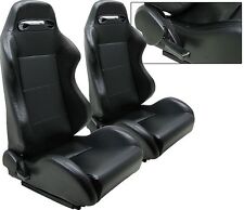 New 2 Black Pvc Leather Racing Seats Reclinable W Slider For Dodge