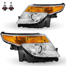 For 2011-2015 Ford Explorer Halogen Chrome Housing Projector Headlights Pair