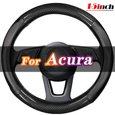 15 Steering Wheel Cover Carbon Fiber Leather For Acura Black Car Accessories