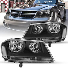 For 2008-2014 Dodge Avenger Headlight Black Clear Replacement Headlamps Lhrh