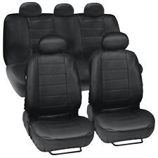 Black Leatherette Car Seat Covers Front Rear Full Set Synthetic Leather Auto