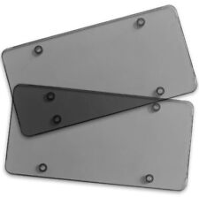 New 2 Smoke License Plate Flat Cover Shield Bug Tinted Plastic Protector For Tag