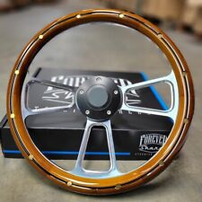 14 Billet Steering Wheel Mahogany Brass Rivets Chevy Muscle C10 Ford Hot Rod