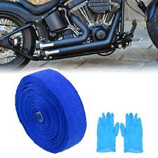 2 X 50ft Blue Exhaust Muffler Pipes Heat Wrap Tape Roll Set For Motorcycle