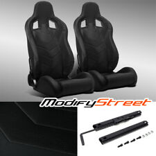2 X Black Pvc Leather Leftright Reclinable Sport Racing Bucket Seats Slider