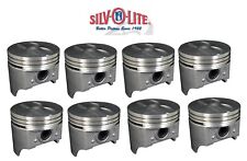Silvolite Cast Flat Top 4vr Pistons Set8 For 1962-1969 Chevy Sb 327 .030 Bore
