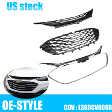 For Chevrolet Malibu 2019-2023 Front Bumper Upper Lower Grill Grille Chrome 3pcs