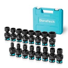 Duratech 16pc 38 Dr Swivel Socket Set Shallow Universal Impact Metric 8mm-24mm