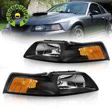 Headlights Replacement Headlamps For 1999-2004 Ford Mustang Black Amber Corner