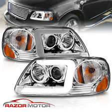 Led C Light Barfit 1997-2003 Ford F-150 Halo Ring Projector Chrome Headlights