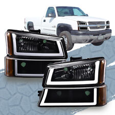 Fit For 2003-2007 Chevy Silverado Led Drl Headlights Signal Bumper Headlamps