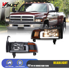 Led Drl Headlights For 1994-2001 Dodge Ram 1500 2500 3500 Clear Lens Headlamps