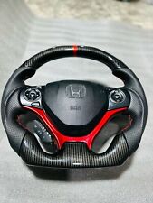 Honda Civic Top Bottom Flat Complete Steering Wheel With Carbon Fiber
