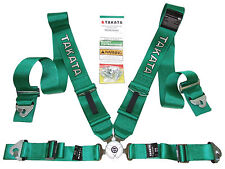 Takata Race 4 Point Snap-on 3 Racing Seat Belt Harness With Camlock Green