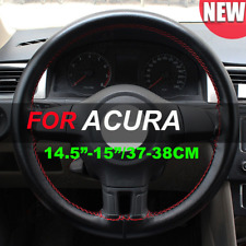 38cm 15 Car Steering Wheel Cover Genuine Leather For Acura Carbon Blackred