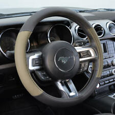 Beige Black Car Steering Wheel Cover For Van Suv Truck Auto 15