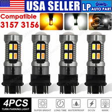 4 Pcs 3157 3156 Led Drl Switchback Turn Signal Parking Light Bulbs White Amber