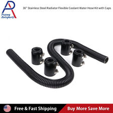 36 Stainless Steel Flexible Radiator Coolant Water Hose Kit With Caps Black