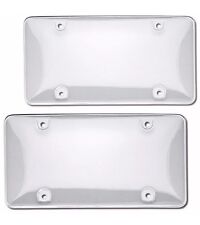 2 Clear License Plate Tag Frame Covers Bubble Shields Protector For Car-truck