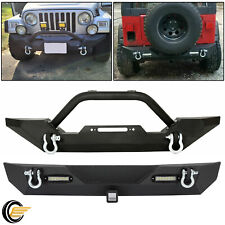 For 1987-2006 Jeep Wrangler Tj Yj All Models Front Bumper W D-rings Winch Plate