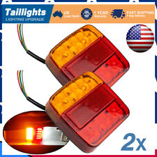 2 Led Trailer Lights Light Square Tail Stop Indicator Truck Lamp Upgrade Kit