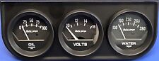 Auto Meter Autogage 2348 Black Three Gauge Consol Oil Pressure Volt Water Temp