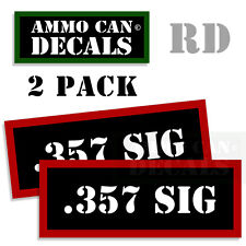 357 Sig Ammo Decal Stickers Bullet Army Gun Can Box Hunting 2 Pack Rd 3x1.15