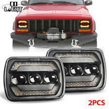 For Jeep Cherokee Xj 1984-2001 Wrangler Yj 1986-1995 5x7 7x6 Led Headlight Pair