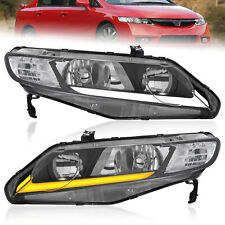 2x Led Drl Headlights W Sequential Signal For 06-11 Honda Civic 4-door Sedan