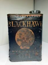 Vintage Blackhawk Hydraulic Jack Oil 1 Quart Can Tin Black Paper Label
