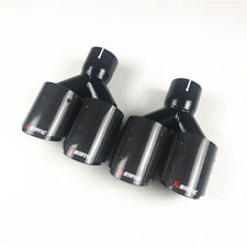 2pcs 63mm In 89mm Out Carbon Fiber Car Exhaust Tip Dual Pipe Left Right Black
